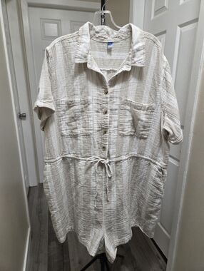 Old Navy 100% Cotton Plus Size Striped Button-Front Romper